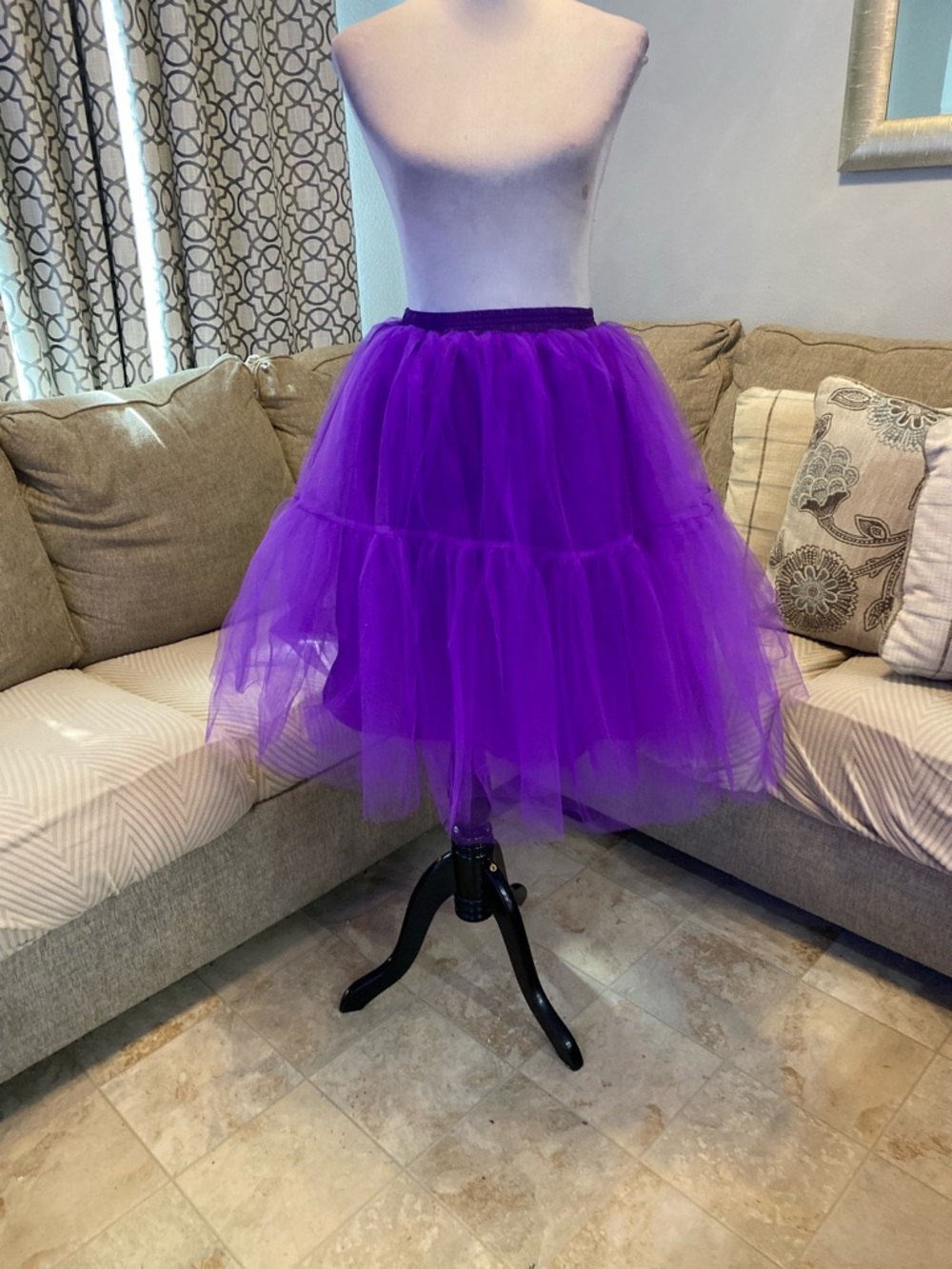 New Women XS/Small vibrant purple tier tulle petticoat/tutu skirt,elastic wais